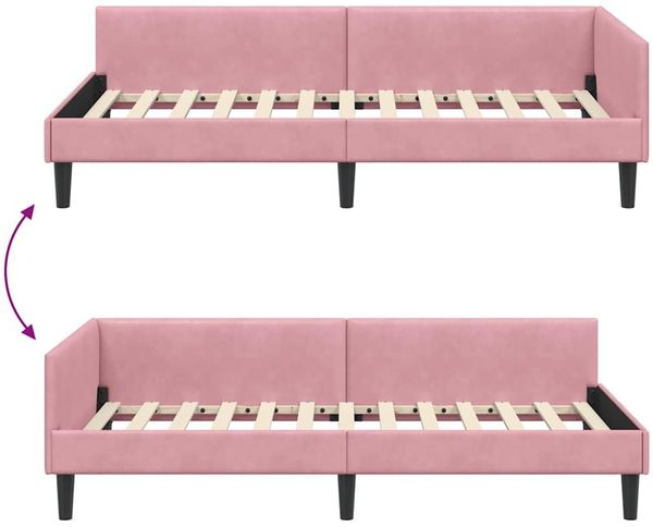 vidaXL Eckbettgestell mit Kopfteil Rosa 80 cm x 200 cm Samt 42016137 Bild 9