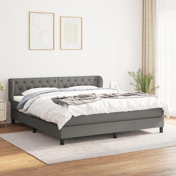 vidaXL Boxspringbett mit Matratze Dunkelgrau 160x200 cm Stoff, Härtegrad: H2 [3126494]