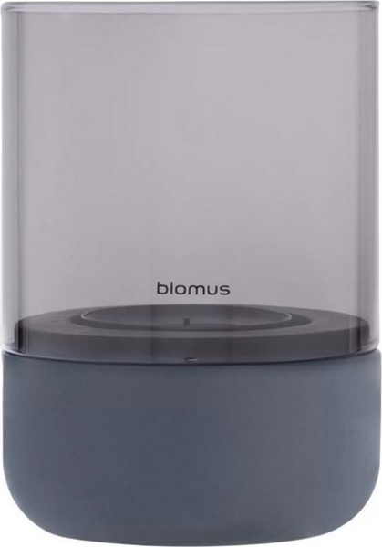 Blomus Calma Windlicht M, Kerzenhalter, Dekolichthalter, Beton / Glas, Steel Gray Smoke, H 20 cm, 66230