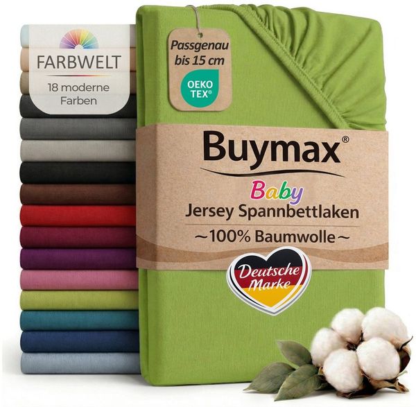 Buymax Spannbettlaken Babybett Kinderbett 60x120 cm 70x140 cm, Jersey 100% Baumwolle, Gummizug: Rundumgummi, (1 Stück), bis 15 cm Matratzenhöhe, weich, atmungsaktiv, hautfreundlich