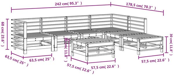 vidaXL 7-tlg. Garten-Lounge-Set Weiß Massivholz Kiefer 3186439 Bild 9