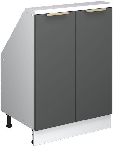 Küchenschrank für Dachschrägen R-Line Anthrazit-Gold/Weiß 60 cm mit 2 Türen Vicco