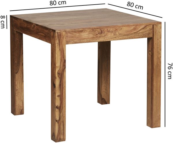 Esstisch MUMBAI Massivholz Sheesham 80 cm Esszimmer-Tisch Holztisch Design Küchentisch Landhaus-Stil dunkel-braun Bild 4