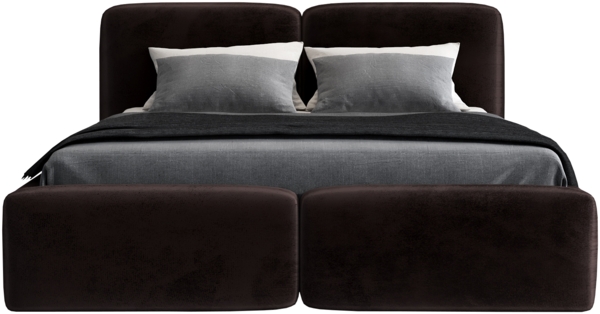Polsterbett OLKE 180x200 ohne Matratze mit Bettkasten und Lattenrost. Farbe: Espresso 6