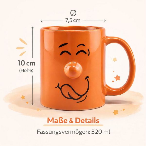 Annastore Tasse 4-tlg. Set Lustige Tassen mit Gesicht - Kaffeetassen - Kaffeebecher, Tassen für Kinder - Wizige Tassen mit Gesicht