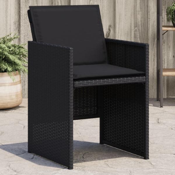 vidaXL Gartenstühle mit Kissen 4 Stk. Schwarz Poly Rattan 4007436