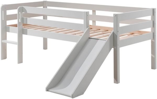 Kojenbett mit Rutsche Karolina 208x175x83 Massivholz Weiß