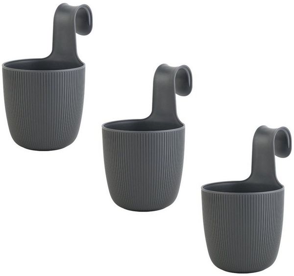 Engelland Blumentopf Blumentopf zum Hängen (Vorteils-Set, 3 St, Fassungsvermögen 2,3 Liter), UV-Beständig, Frostbeständig, Drainagesystem, ideal für Geländer/Zäune