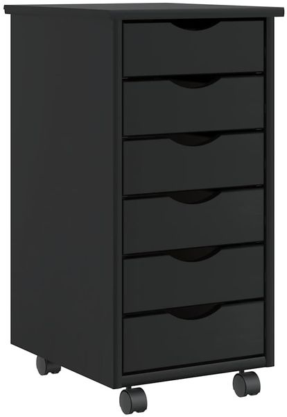 vidaXL Rollschrank mit Schubladen MOSS Schwarz Massivholz Kiefer 4015782