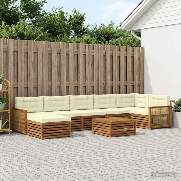 vidaXL Outdoor-Sofagarnitur mit Kissen 8 pcs Natur und Creme 3383658