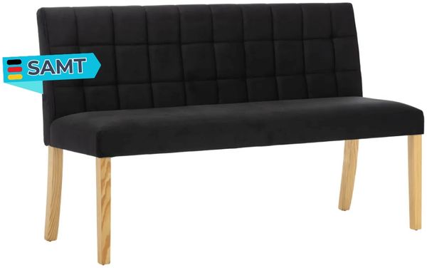 Sitzbank CILD 140 cm Schwarz Samt Indoor | Küchenbank Esszimmerbank Flurbank mit Rückenlehne