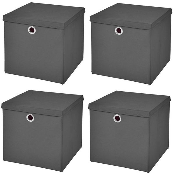 StickandShine Faltbox 4er SET 28 x 28 x 28 cm mit Deckel – perfekt für KALLAX - 19 Farben