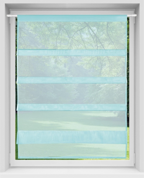 Transparente Bistrogardine Raffoptik mit Stangendurchzug in Voile, schlicht und modern in vielen verschiedenen Farben erhältlich (80 x 110 cm / türkis - aqua) Bild 4