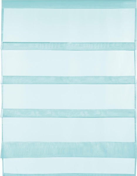 Transparente Bistrogardine Raffoptik mit Stangendurchzug in Voile, schlicht und modern in vielen verschiedenen Farben erhältlich (80 x 110 cm / türkis - aqua)