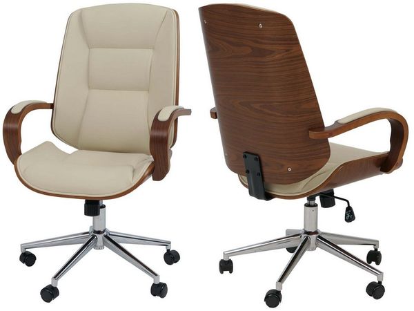 MCW Bürostuhl MCW-O83, Elegantes Design aus Bugholz, um 360° drehbar, mit Rollen