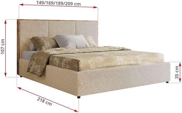 Premium Polsterbett LERIO CLASSIC 140 x 200 cm mit Stauraum, gepolstertem Kopfteil, Gasdruckfedern & Lattenrost - Modernes Design, Inkl. Lattenrost Multipocket Matratze - Creme Plüsch - ELORI LUX Bild 4