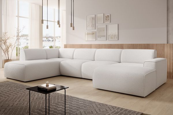 AX LIVING XXL Sofa U Form Didim Weiß 378cm breit, modern & großzügig L