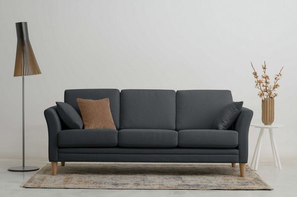 Home affaire 3-Sitzer Arellano, Breite 217 cm, klassisches Design, 2 Zierkissen inklusive, Webstoff fein