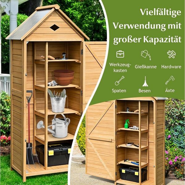 KOMFOTTEU Garten-Geräteschrank Gartenhaus, aus Holz, 70 x 35 x 176cm