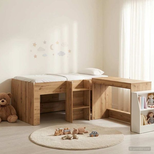 vidaXL Hochbett mit Schreibtisch für Kinder 2 Stk. Artisan-Eiche 3423469