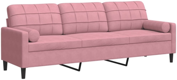 vidaXL Sofa 3-Sitzer mit Zierkissen Rosa 210 cm Samt 3278242