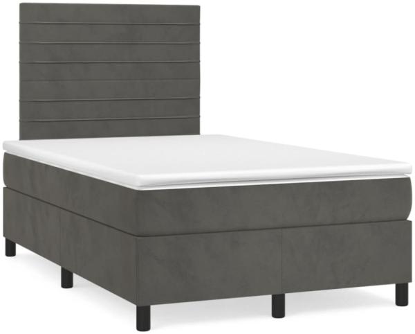 vidaXL Boxspringbett mit Matratze & LED Dunkelgrau 120x190 cm Samt 3270318