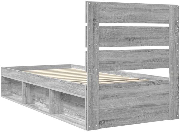 vidaXL Bettrahmen Graues Sonoma 90 x 200 cm Massives Kiefernholz 3411789 Bild 9