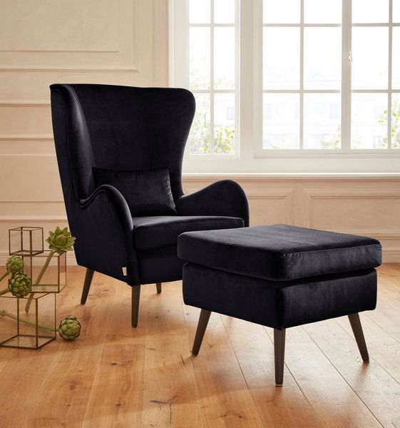 Home affaire Sessel Sallito, TV-Sessel, Ohrensessel mit, Hocker, in vielen Bezugsqualitäten, auch in Samtcord