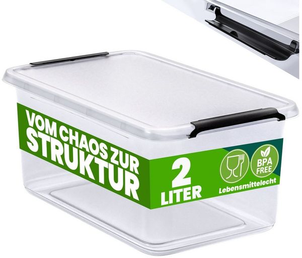 Deuba Aufbewahrungsbox, 2L Deckel Kunststoff Organizer Ordnungsboxen BPA frei stapelbar Küche