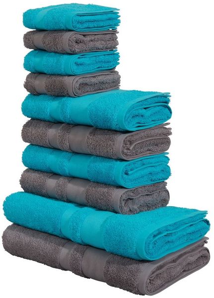 OTTO home Handtuch Set Vanessa, 10-tlg Handtuch-Set, weich, in Standard- und Premium-Qualität, Walkfrottee (Set, 10-St), 100% Baumwolle, Duschtücher, Handtücher, Gästetücher, mit Bordüre
