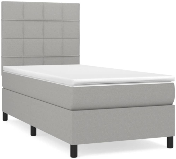 vidaXL Boxspringbett mit Matratze Hellgrau 100x200 cm Stoff 3141753