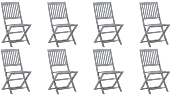 vidaXL Klappbare Gartenstühle 8 Stk. mit Kissen Massivholz Akazie 3078292