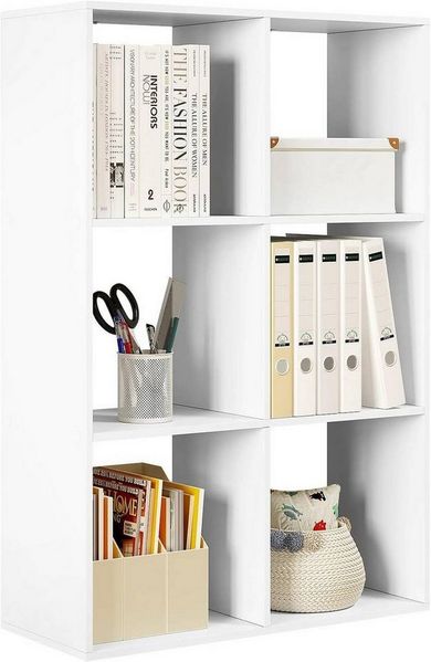 Woltu Bücherregal, 1-tlg, Raumteiler mit 4 Ebenen 8 Fächern, Aktenschrank weiß