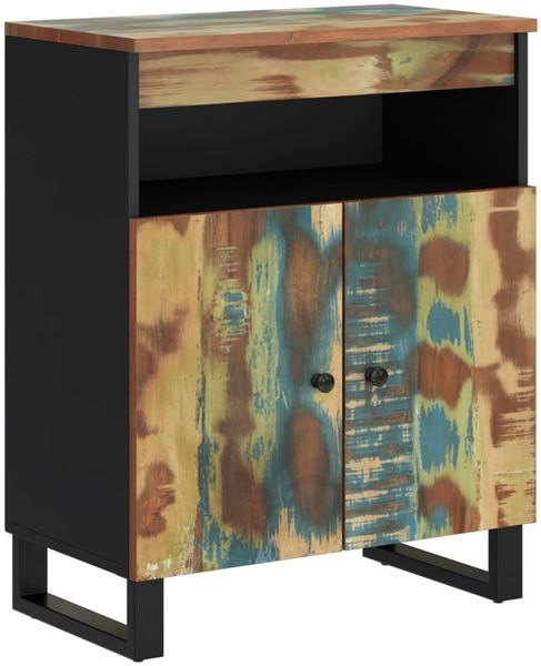Sideboard, Kommode mit 2 Türen 60x33x75 cm Altholz Massiv j1875p