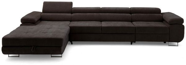Muffo Ecksofa Alonzo Maxi, inkl. Verstellbare Kopstutzen, L-Form Chrom Metall Füße Bild 4