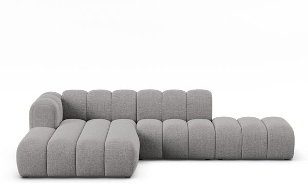 Micadoni Modulares Ecksofa offen Lupine 5-Sitzer Links Chenille Eden Hellgrau