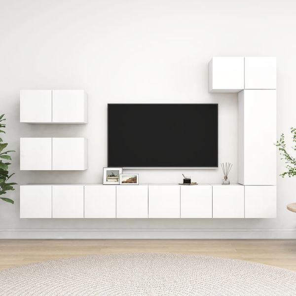 vidaXL 8-tlg. TV-Schrank-Set Weiß Spanplatte [3078716]