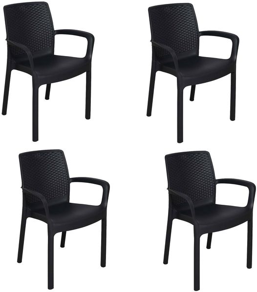 Dmora Gartenstuhl Anacleto, Gartensitzgruppe, Stuhl für Esstisch, Outdoor-Sessel mit Rattan-Effekt, 100 % Made in Italy, 54 x 60 x 82 cm, Anthrazit