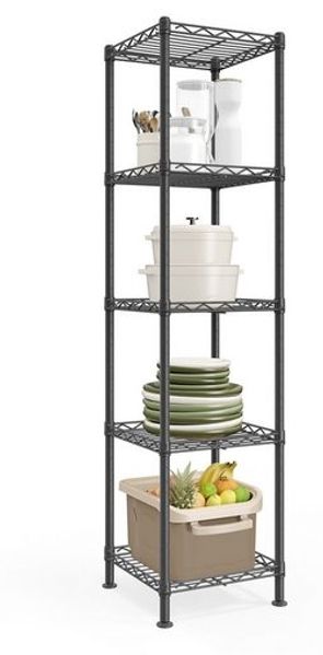SONGMICS Standregal Metall, schmal, verstellbare Ablagen, Aufbewahrungsregal 5 Ebenen für Garage, 30 x 30 x 121 cm, schwarz
