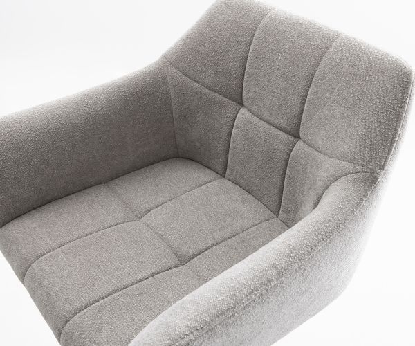 Barstuhl Yulo-Flex Strukturstoff Soft Grau Drehfuß höhenverstellbar Edelstahl Silberfarben Bild 4