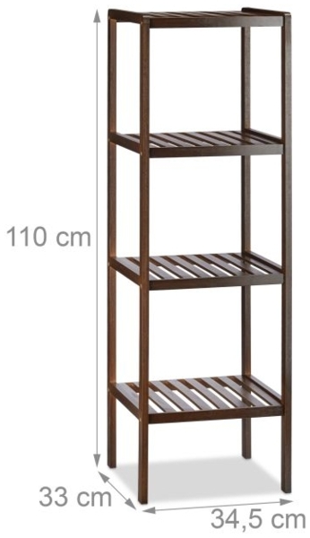 Relaxdays Badregal mit 4 Ablagen, Bambus braun, 34,5 x 33 x 110 cm Bild 3