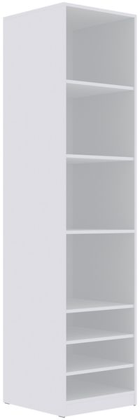 Marmex Möbel TRES 05B Hochregal mit Einlegeböden, offener Kleiderschrank mit Ablagen für Kleidung, Schuhe, laminierte Spanplatte, weiß, 50x206x51 cm