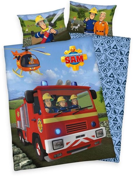 Herding Feuerwehrmann Sam Bettwäsche- Set, Baumwolle, mehrfarbig, 40x60 cm, 100x135 cm