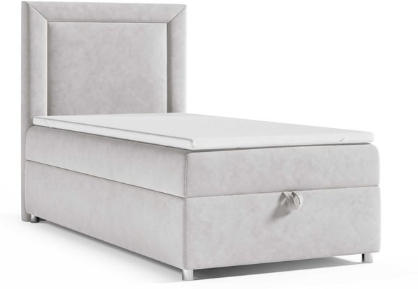 Best For Home Trinity K3 Einzel-Boxspringbett mit Bonnell-Federkern, Matratze, Topper und Bettkasten. Gepolstertes Bett mit Stauraum.