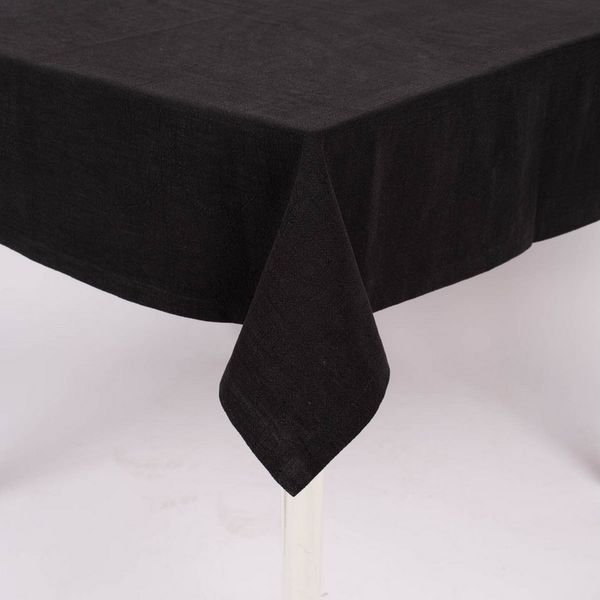 SCHÖNER LEBEN. Tischdecke Tischdecke Leinen mit BW-Anteil schwarz von SCHÖNER LEBEN, handmade