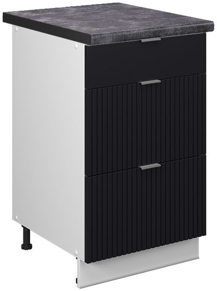 Küchenunterschrank Fame-Line Schwarz gestreift 50 cm , AP Anthrazit Vicco