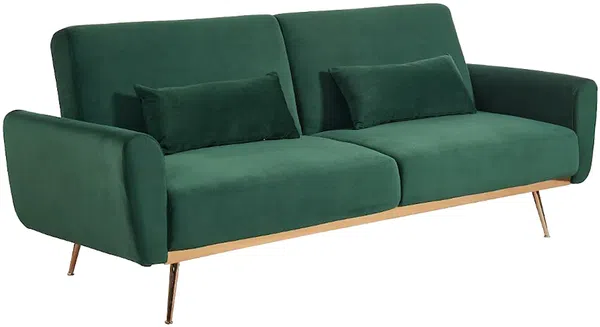 Vente-unique - Schlafsofa Klappsofa 3-Sitzer - Samt - Tannengrün - LAUNEI Bild 4
