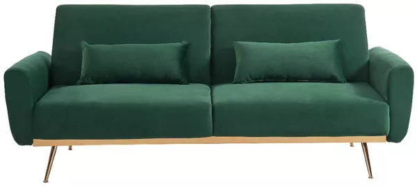 Vente-unique - Schlafsofa Klappsofa 3-Sitzer - Samt - Tannengrün - LAUNEI Bild 3