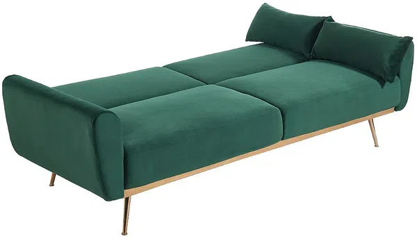 Vente-unique - Schlafsofa Klappsofa 3-Sitzer - Samt - Tannengrün - LAUNEI Bild 5