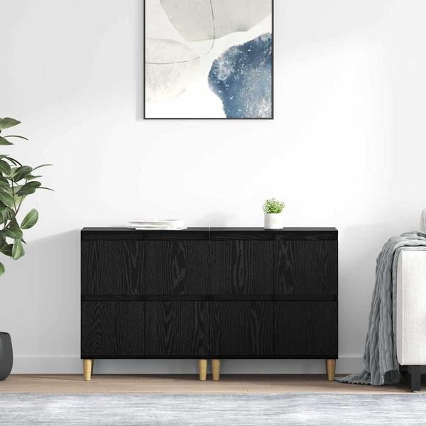 vidaXL Sideboards 2 pcs Schwarz Eichen-Optik 60 x 35 x 70 cm 3415604